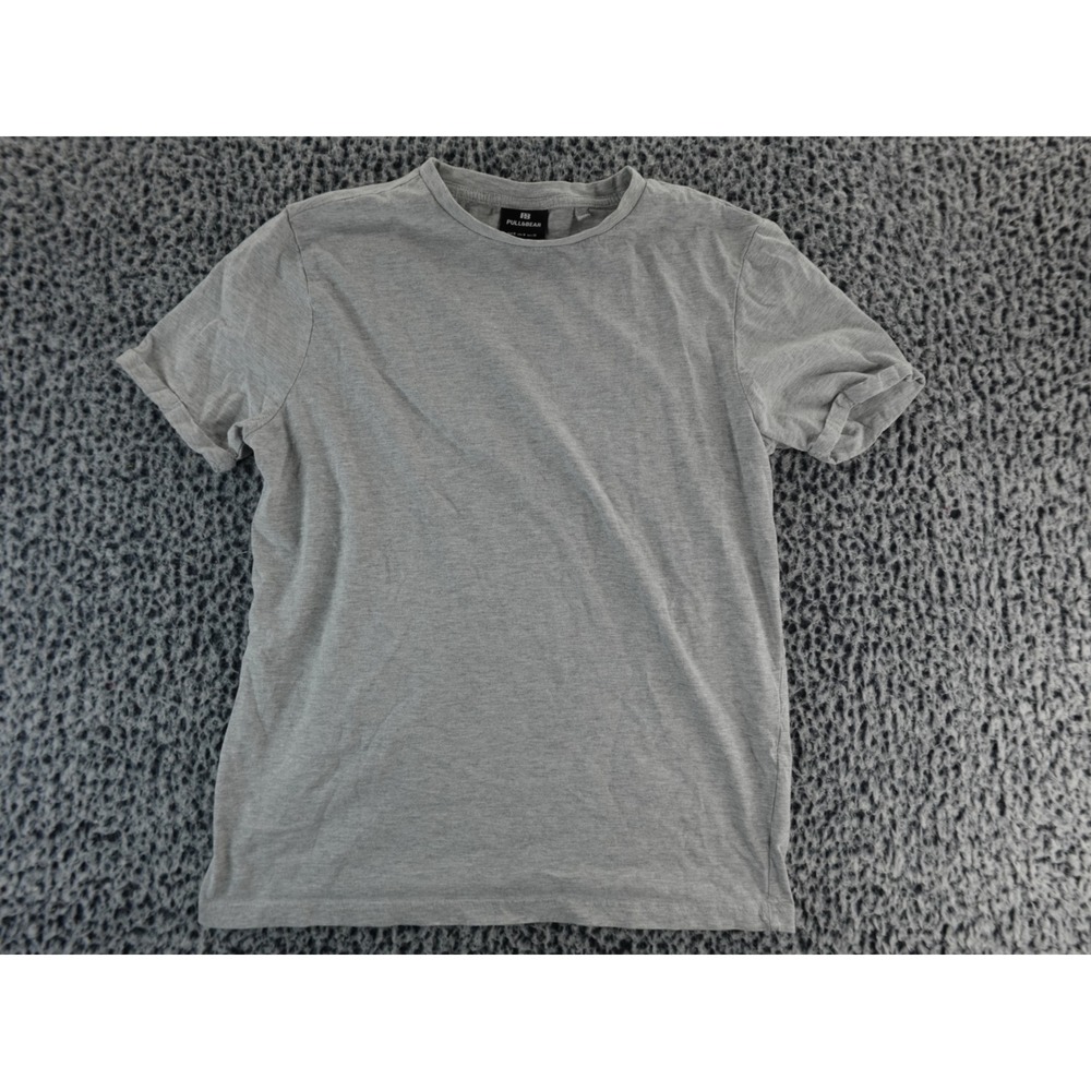 PullBear Men TShirt Gray Short Sleeve Crew Neck Casual Size M